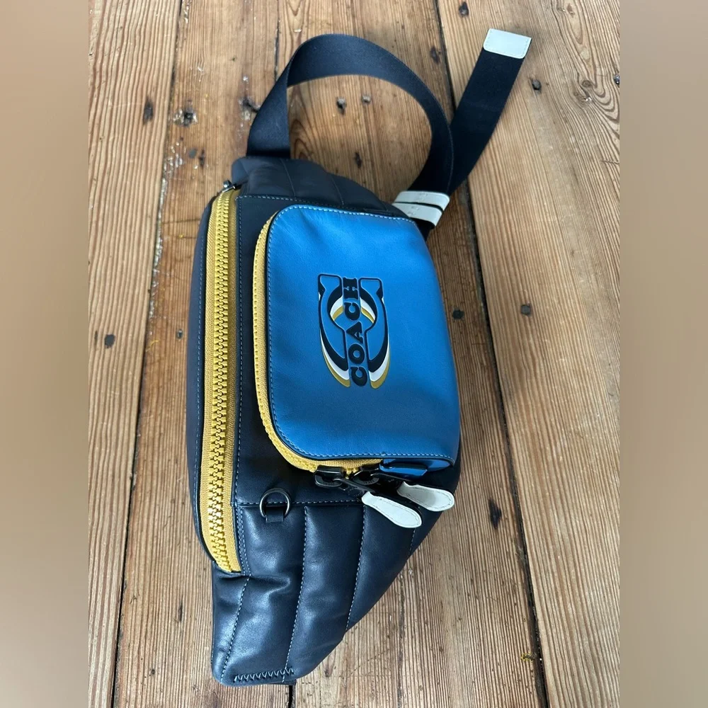 Coach Men's Blue and Yellow Belt Bag - Picture 3 of 4